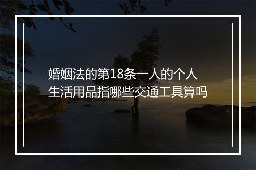 婚姻法的第18条一人的个人生活用品指哪些交通工具算吗