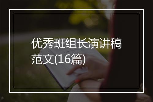 优秀班组长演讲稿范文(16篇)