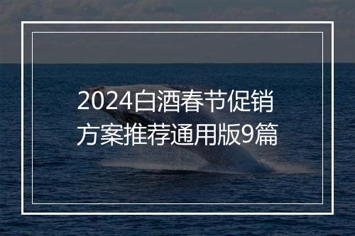 2024白酒春节促销方案推荐通用版9篇