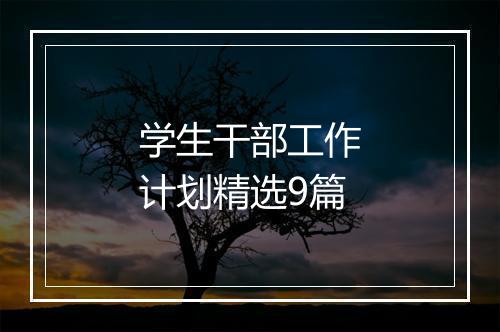 学生干部工作计划精选9篇