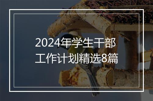 2024年学生干部工作计划精选8篇