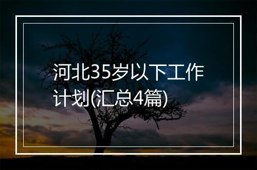 河北35岁以下工作计划(汇总4篇)