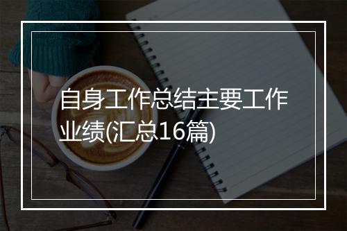 自身工作总结主要工作业绩(汇总16篇)