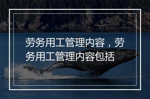 劳务用工管理内容，劳务用工管理内容包括