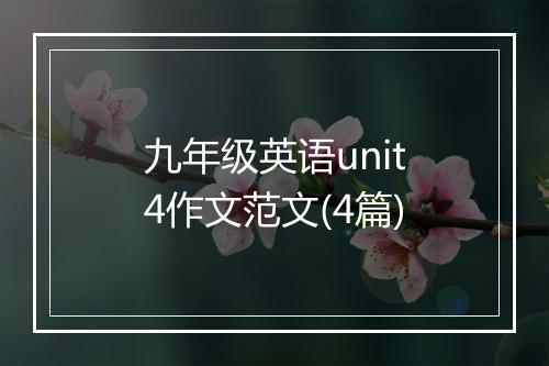 九年级英语unit4作文范文(4篇)