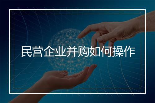 民营企业并购如何操作