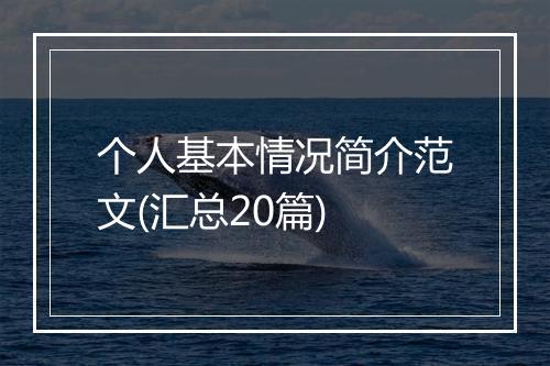 个人基本情况简介范文(汇总20篇)