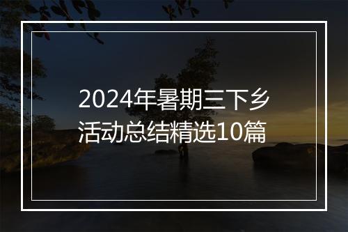 2024年暑期三下乡活动总结精选10篇