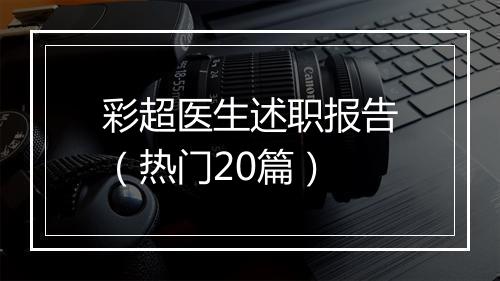 彩超医生述职报告（热门20篇）