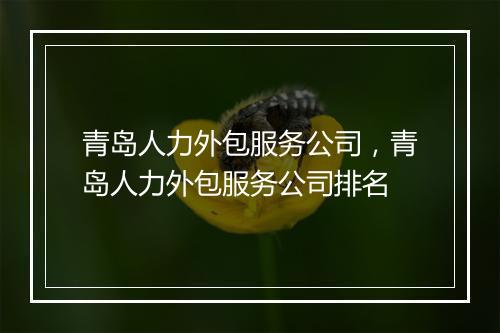 青岛人力外包服务公司，青岛人力外包服务公司排名