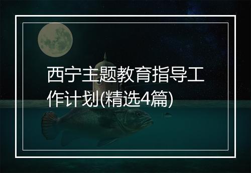 西宁主题教育指导工作计划(精选4篇)