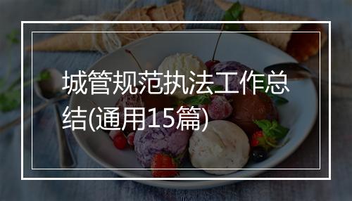 城管规范执法工作总结(通用15篇)