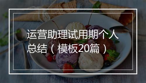 运营助理试用期个人总结（模板20篇）
