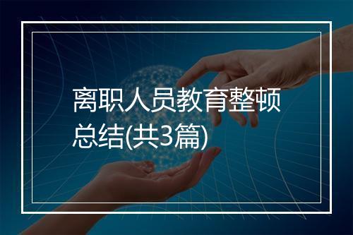 离职人员教育整顿总结(共3篇)
