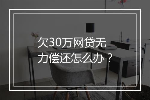 欠30万网贷无力偿还怎么办？