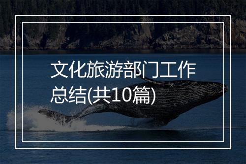 文化旅游部门工作总结(共10篇)