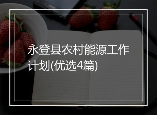 永登县农村能源工作计划(优选4篇)
