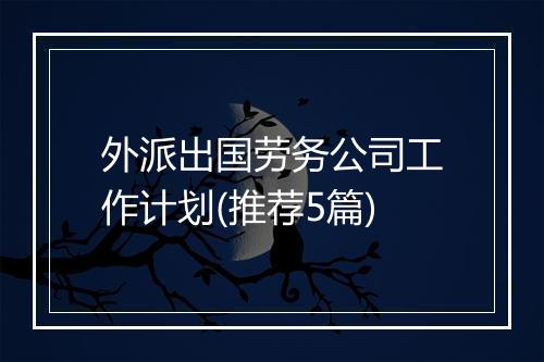 外派出国劳务公司工作计划(推荐5篇)