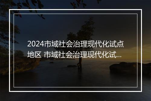 2024市域社会治理现代化试点地区 市域社会治理现代化试点工作总结优选9篇