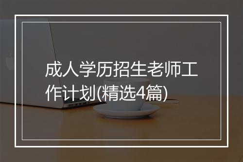 成人学历招生老师工作计划(精选4篇)