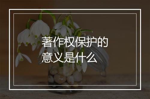 著作权保护的意义是什么