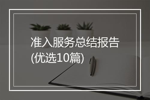 准入服务总结报告(优选10篇)