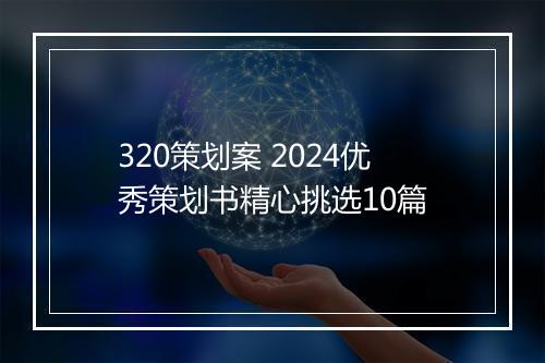 320策划案 2024优秀策划书精心挑选10篇