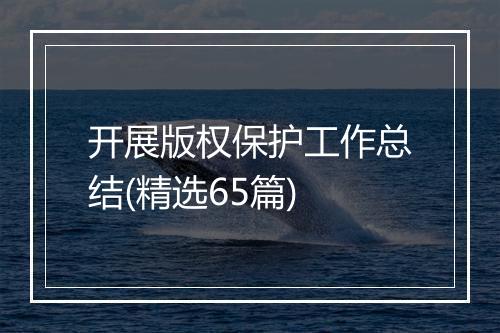 开展版权保护工作总结(精选65篇)