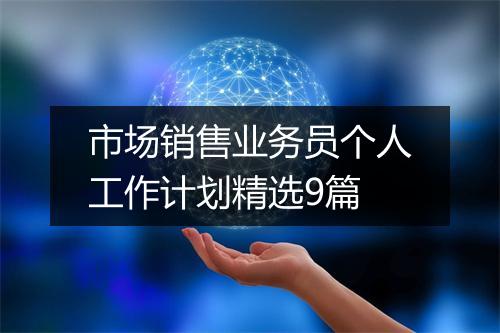 市场销售业务员个人工作计划精选9篇