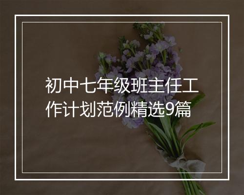 初中七年级班主任工作计划范例精选9篇