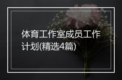体育工作室成员工作计划(精选4篇)