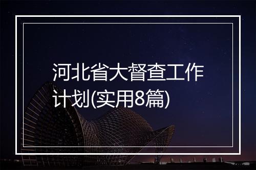 河北省大督查工作计划(实用8篇)