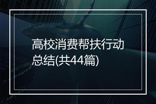 高校消费帮扶行动总结(共44篇)