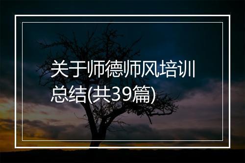 关于师德师风培训总结(共39篇)