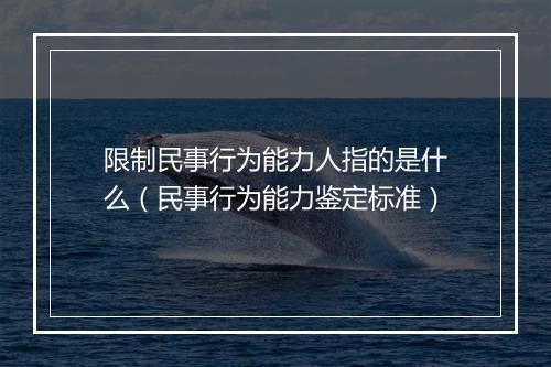 限制民事行为能力人指的是什么（民事行为能力鉴定标准）