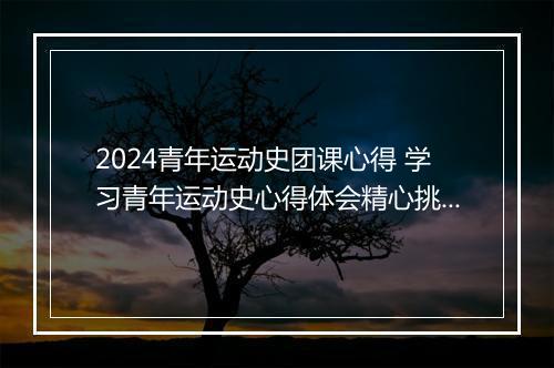 2024青年运动史团课心得 学习青年运动史心得体会精心挑选11篇