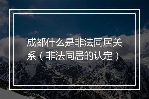 成都什么是非法同居关系（非法同居的认定）