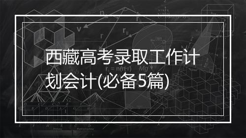 西藏高考录取工作计划会计(必备5篇)