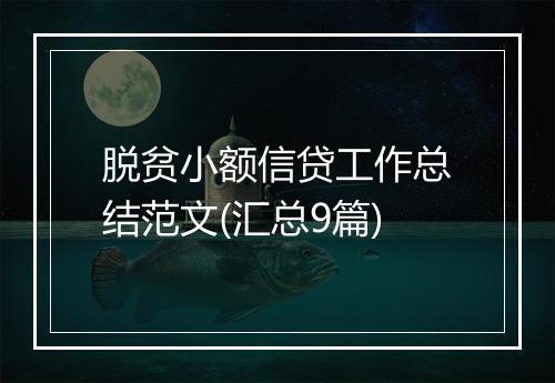 脱贫小额信贷工作总结范文(汇总9篇)