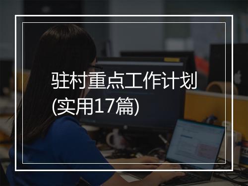 驻村重点工作计划(实用17篇)