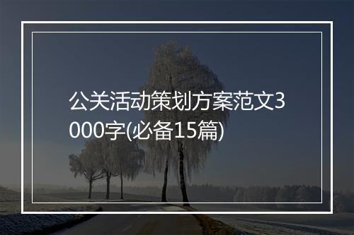 公关活动策划方案范文3000字(必备15篇)