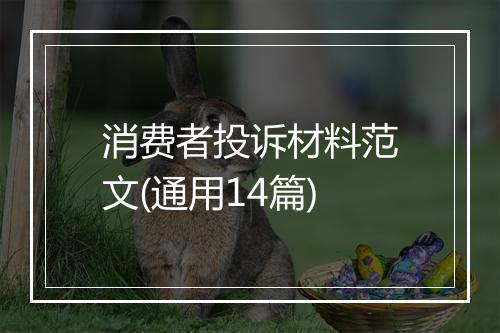 消费者投诉材料范文(通用14篇)