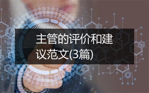 主管的评价和建议范文(3篇)