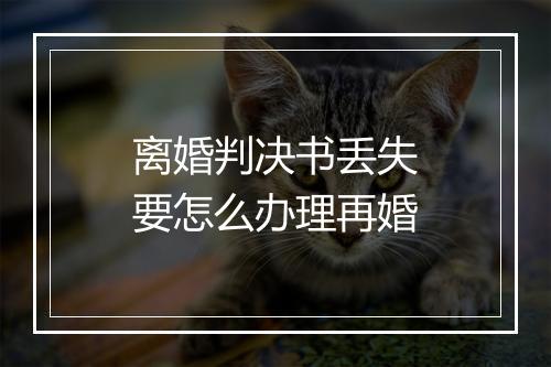 离婚判决书丢失要怎么办理再婚