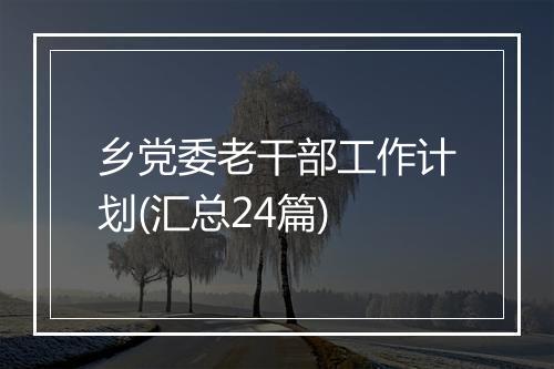 乡党委老干部工作计划(汇总24篇)