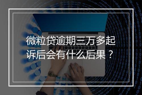 微粒贷逾期三万多起诉后会有什么后果？
