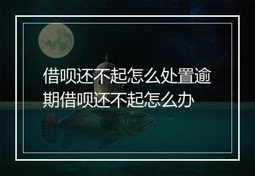 借呗还不起怎么处置逾期借呗还不起怎么办