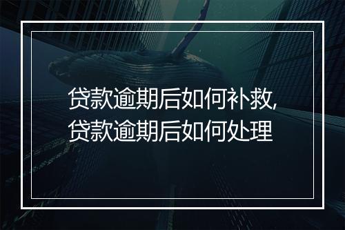 贷款逾期后如何补救,贷款逾期后如何处理