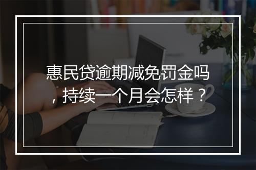 惠民贷逾期减免罚金吗，持续一个月会怎样？