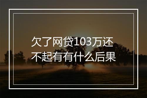 欠了网贷103万还不起有有什么后果
